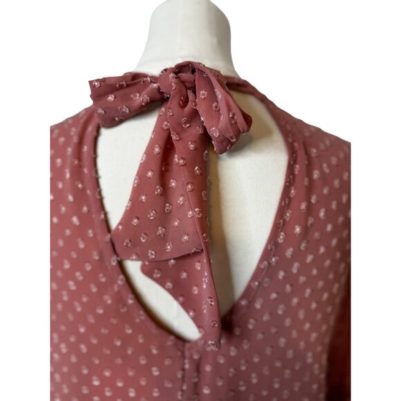 NWT Small Band Of Gypsies Blush Mauve Polka Dot Blouse Polyester - Picture 6 of 12